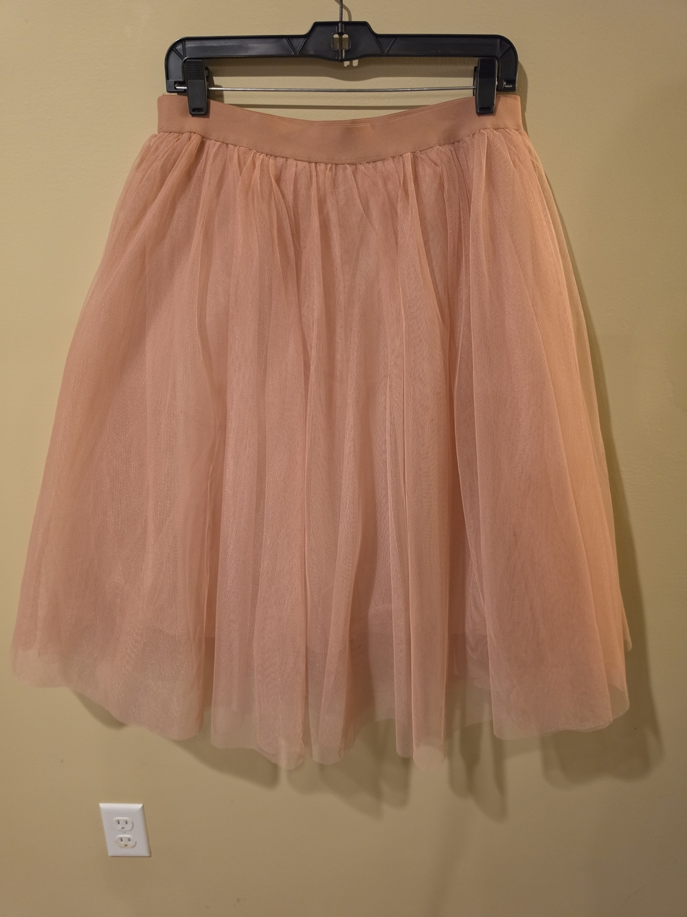Esley Peach Tulle Midi Skirt - Layered Circle Skater